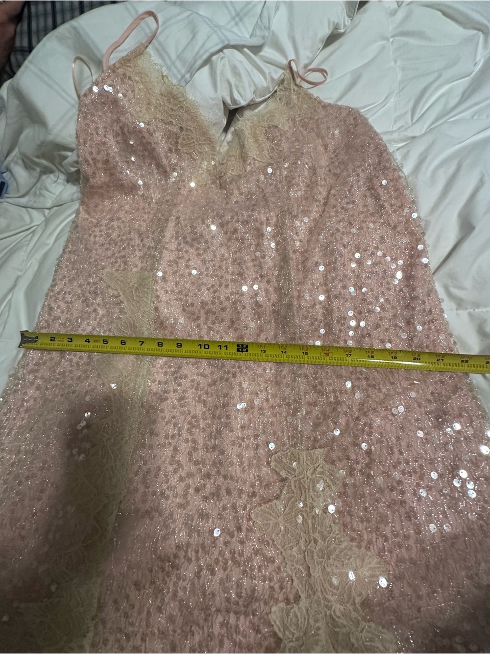 Anthropologie - En Elly Sleeveless V-Neck Lace Sequin Slip Midi Dress - Picture 5 of 6